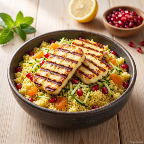 Hirsesalat mit Halloumi