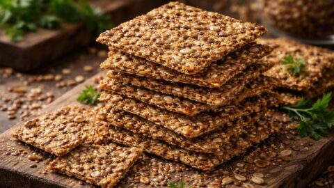 Leinsamen-Curry-Cracker mit Dip